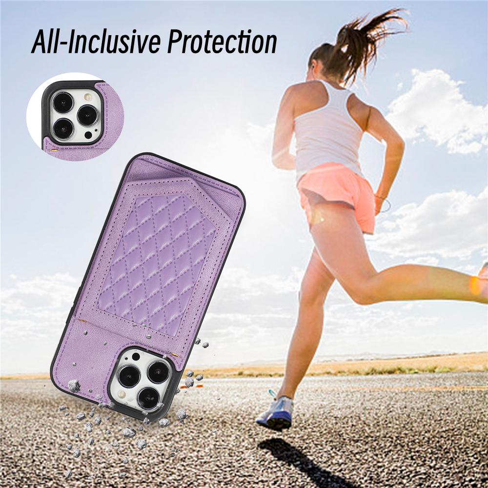 RFID Blocking Leather Case for iPhone 16 14 15 13 11 12 Pro Max XR Xs Max 8 7 Plus 16E Makeup Mirror Wallet Card Holder