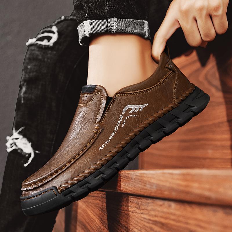 Handmade Genuine Leather Men's Casual Shoes Comfortable And Breathable Moccasins Men Business Flats Shoes Driving Shoes