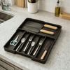 6 Grids Extendable Cutlery Storage Box Separated Adjustable Cutlery Separation Trays Space-saving Large Capacity