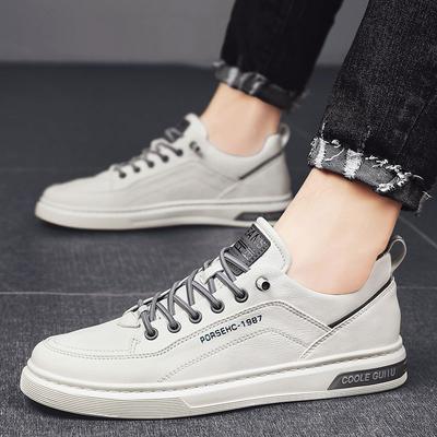 Men's Shoes Autumn Versatile Low-top Flat Shoes Men's Casual Leather Shoes Waterproof Little White Spring and Autumn Shoes