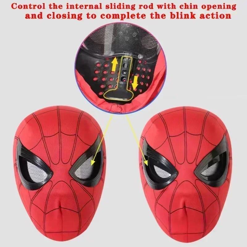 New Miles Spiderman Mask Headgear Cosplay Moving Eyes Electronic Mask 1:1 Remote Control Creative Cool Adult Kid Toys Gifts