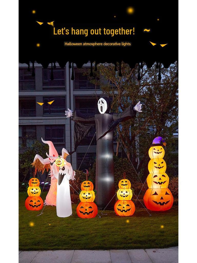 Lanterna Zucca Fantasma Gonfiabile per Decorazioni di Halloween Indoor/Outdoor
