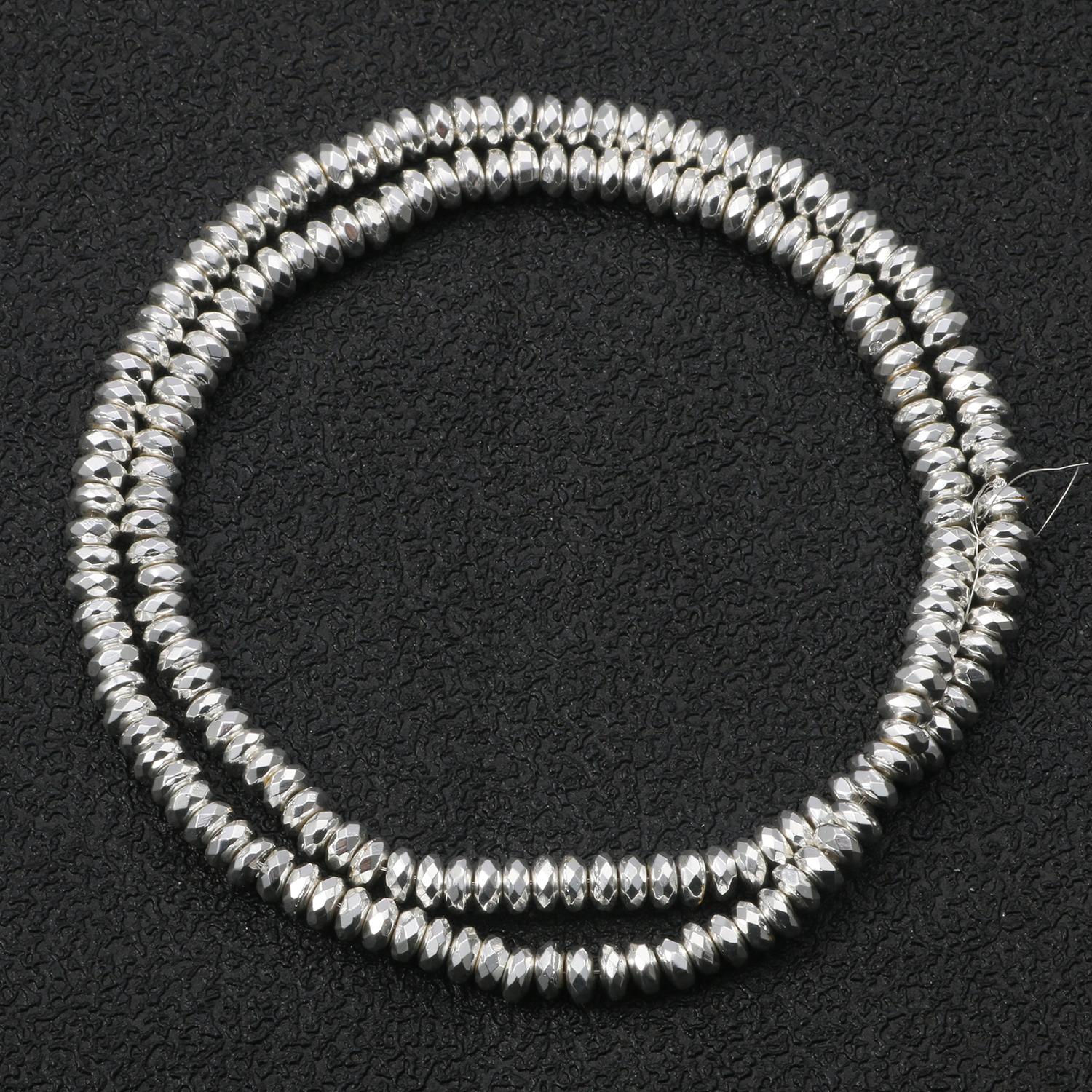 

45 стилей, натуральный камень, серебряный цвет, гематитовые бусины, квадратные круглые бусины в форме сердца для изготовления ювелирных изделий, браслет, ожерелье, 15 дюймов 4x2mm Rondelle серебряный