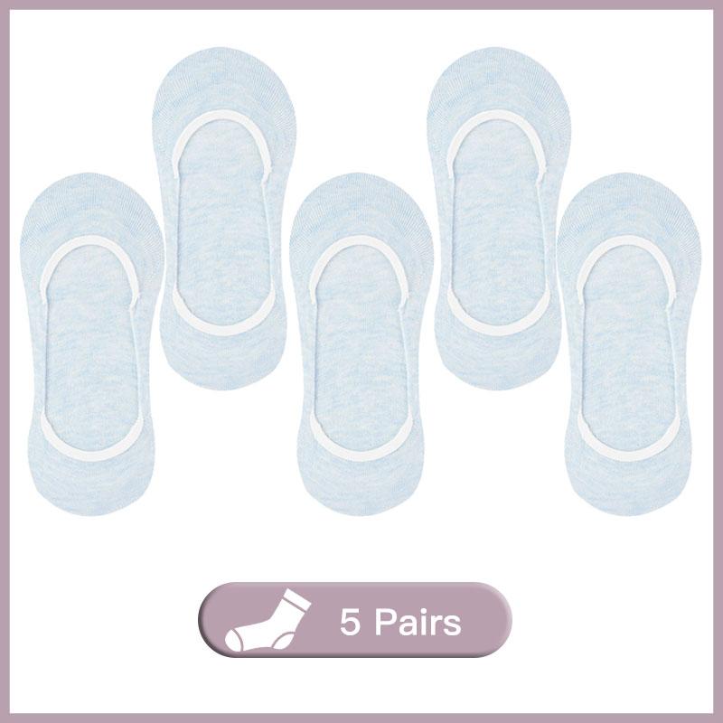 10 Pieces = 5 Pairs Women Invisible No Show Nonslip Loafer Socks Boat Liner Cotton Socks Comfortable Ankle Socks