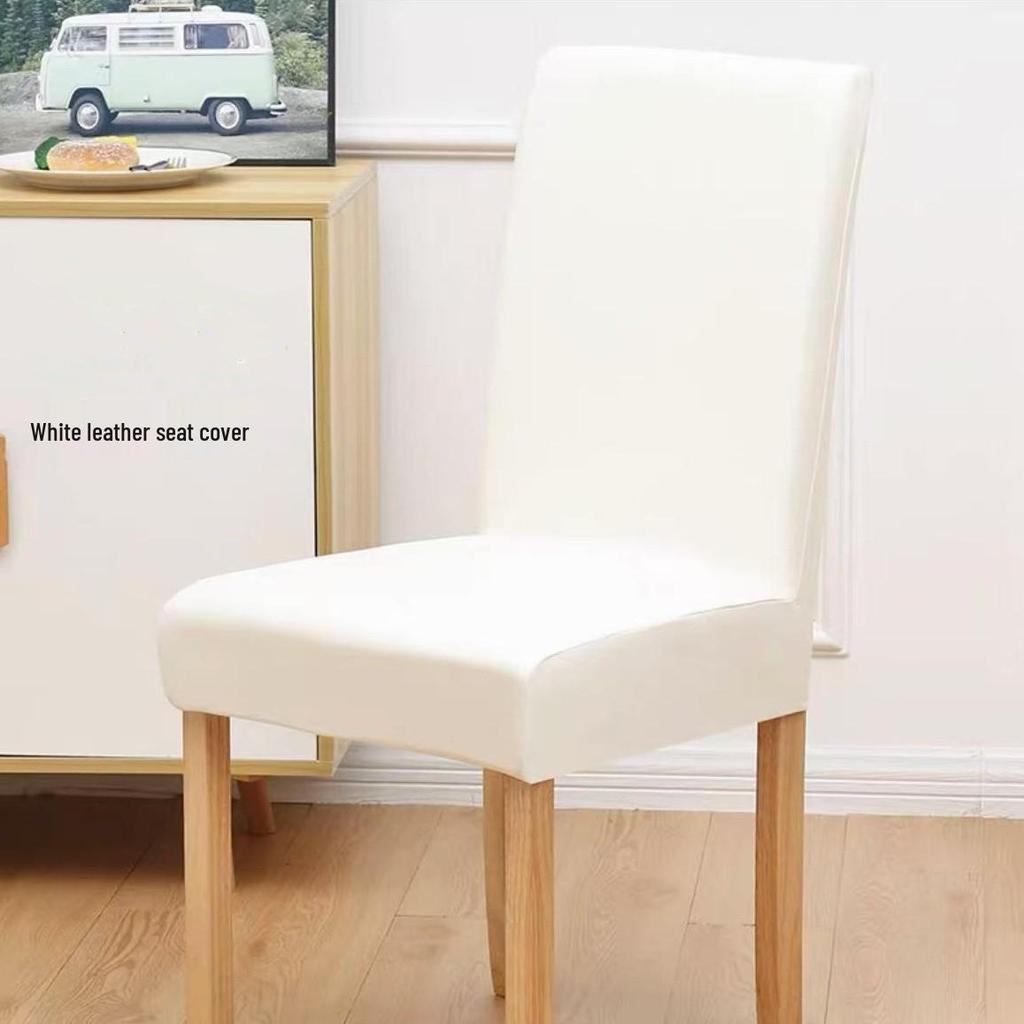 Waterproof Leather Dining Chair Cover - Stain-Proof, Elastic, Universal Fit, Low Back Cushion Cover for Home and Restaurant Use.