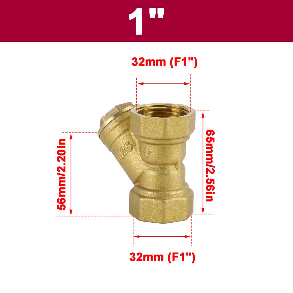 1" Female NPT Brass Y Strainer For Fire Alarm Lines and Plumbing