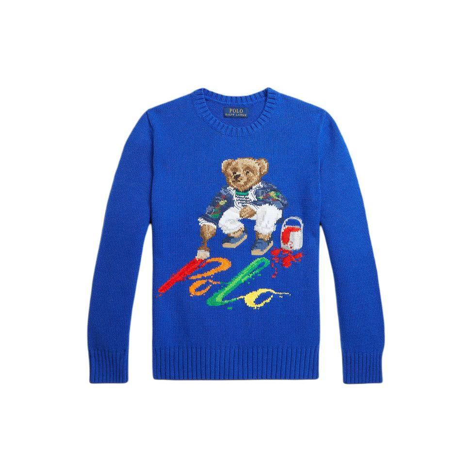 

Polo Ralph Lauren Sweater Ss24 Bear Letter Embroidery Round Neck Casual Long Sleeve Knit Kids sweater Navy-Blue CWPOSWEY6820483-400 S