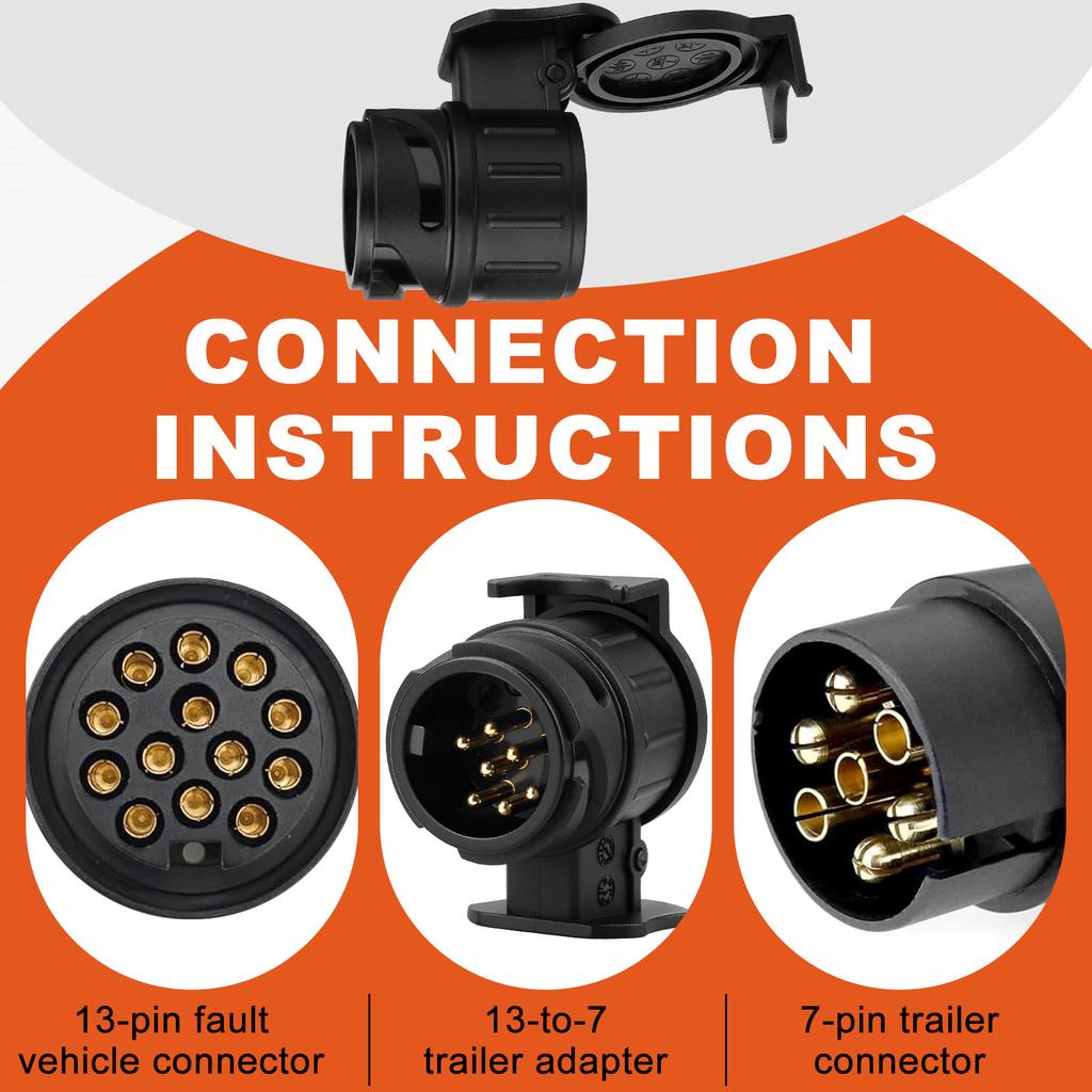 13 To 7 Pin Plug Adapter Durable Trailer Connector 12V Towbar Towing Plugs Socket Adapter Protect Connections A30 Connector