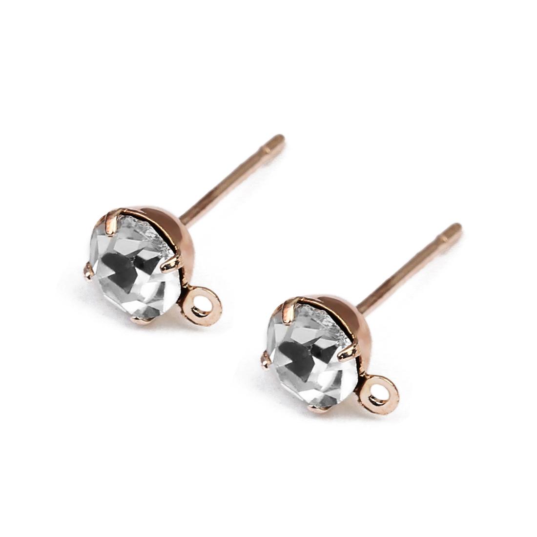 

50pcs 4 Prong Copper Rhinestone Crystal Stud Earrings with Hole fit DIY Dangle Drop Earring Making Findings Accessories 5mm розового золота
