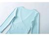 Stretchy Slim-Fit V-Neck Multi-Color Knit T-Shirt for Women (3/4 Sleeve)