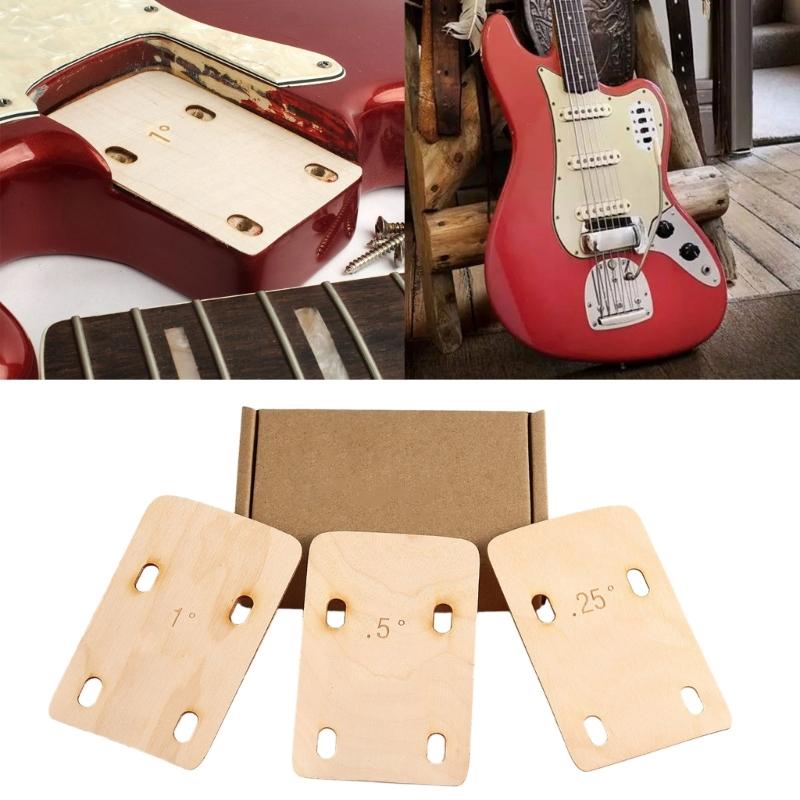 3Pcs Guitar Neck Shims, Wood Guitar Neck Plate for Guitar Neck Protections Set