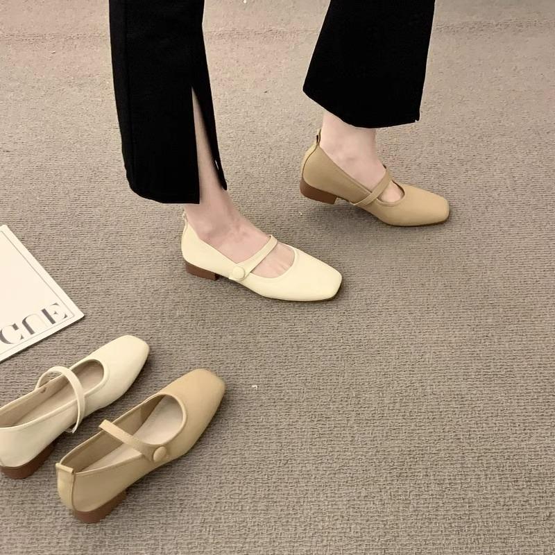 Summer Mary Jane women's shoes 2025 new thick heel soft sole comfortable square head grandma shoes French temperament small single shoes