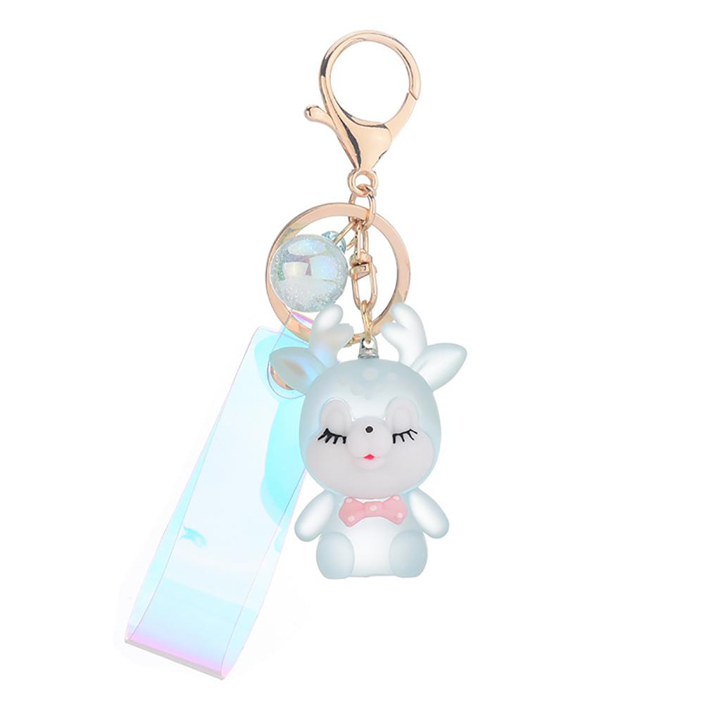 Creative Bag Pendant Acrylic Led Flashlight Keychain Car Keyring Key Lanyard Elk Keychain