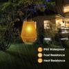 Solarbetriebene Rattan-Bambus-Laterne IP65 Wasserdichte Hänge- & Steh-Dekorationsleuchte für Balkon Terrasse Hof Garten Außenbereich