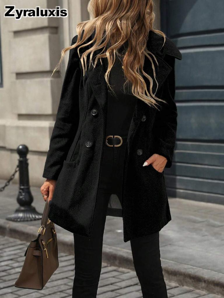 New Winter Warm Wool Belted Long Sleeve Coat Women's Outerwear