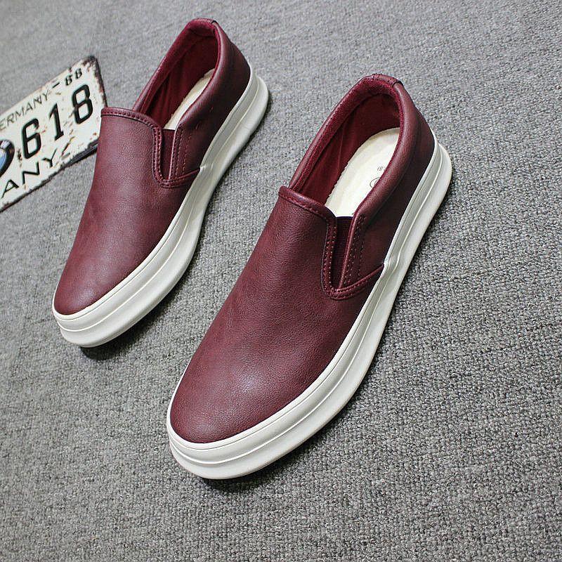 Fashion Flat Shoes Men's New Style One Foot Casual Leather Shoes Mens Thick Soled Board Shoes Single Shoe Loafers designer loafers men
