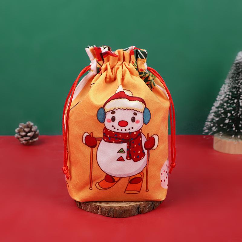 5pcs Christmas Drawstring Gift Bag Cartoon Candy Cookie Apple Wrap Bag Kids New Year Party Favors Supplies Christmas Decoration