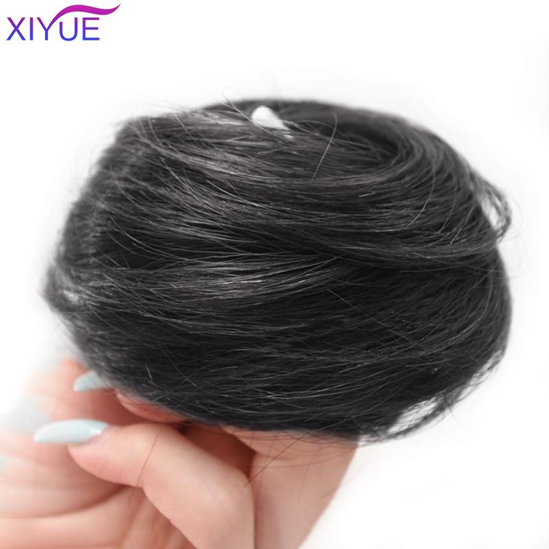 Girls Curly Scrunchie Chignon With Rubber Band Brown Gray Synthetic Hair Ring Wrap On Messy Bun Ponytails Straight Hair Tie