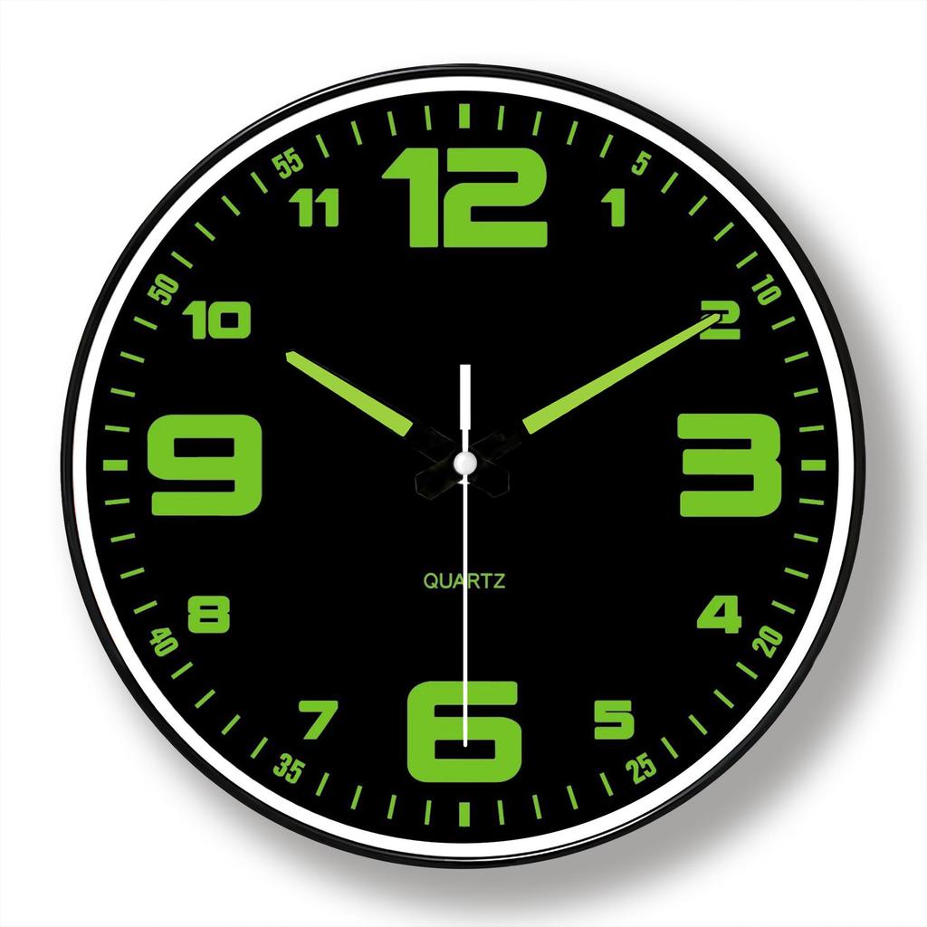 12-Inch Silent Luminous Wall Clock - Creative Fluorescent Bedroom Décor