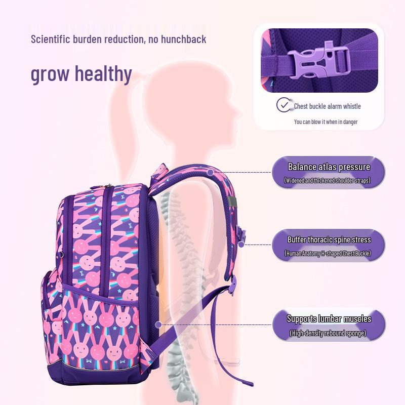 Mok Lightweight Double Shoulder School Backpack & Pencil Case Set for Girls, Grades 1-6