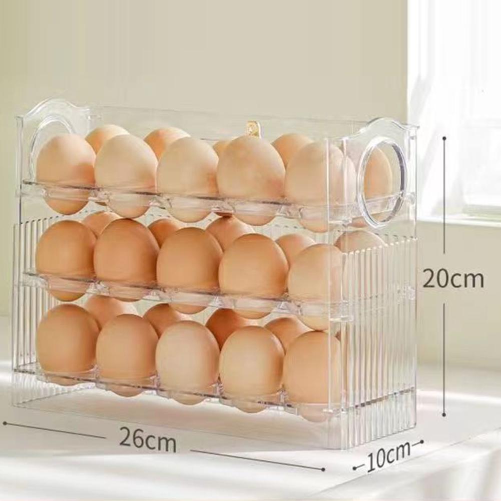 PET Egg Storage Box Automatic Flip Egg Box Refrigerator Side Door Egg Storage Rack Kitchen Egg Tray Storage Organizer