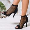 Hohle Sandalen Damen Coole Stiefel Sommer Neu Reißverschluss hinten Damen High Heel Sandalen