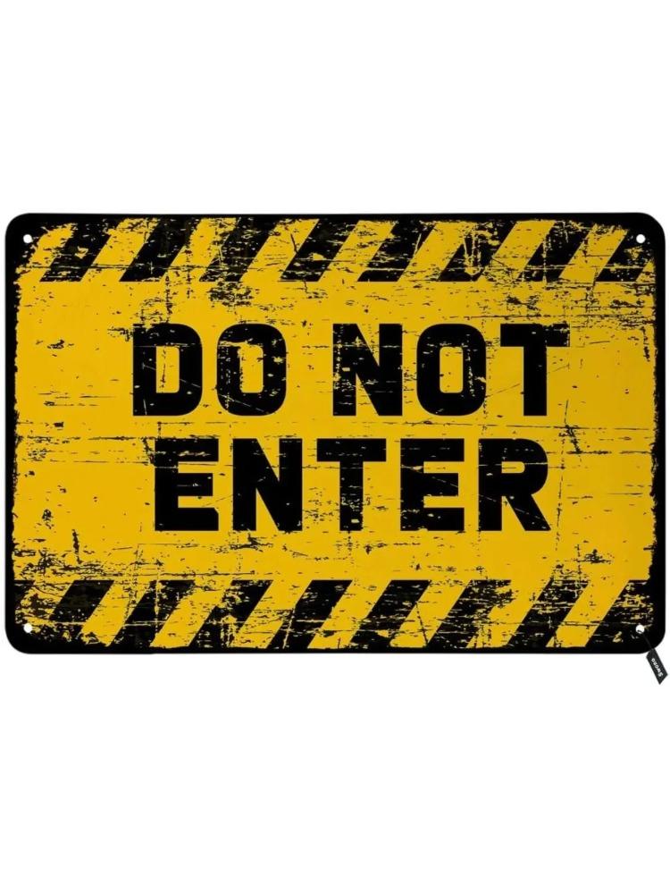 

Swono No Enter Metal Wall Sculpture|Vintage Style,Halloween&Christmas Gift,Home/Office Forbidden Decor 20x30cm（7.8x11.8inch）