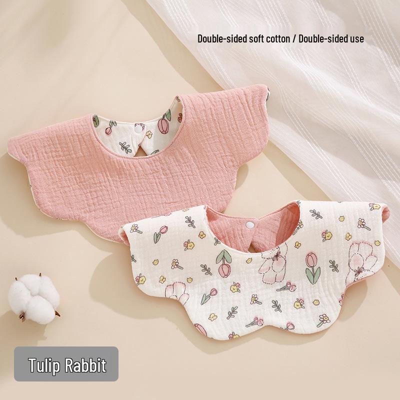 Bavoir pour bébé double face rotatif à 360°, Gaze de coton, Toutes saisons, Absorbant, Qualité Classe A
