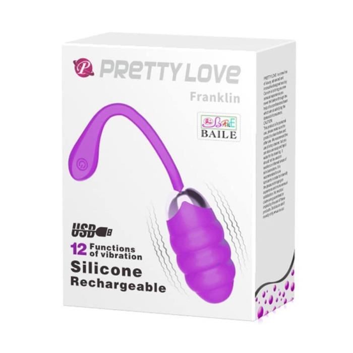 Oeuf Vibrant - FRANKLIN - Violet - Silicone de qualité - 12 fonctions vibrantes - Waterproof