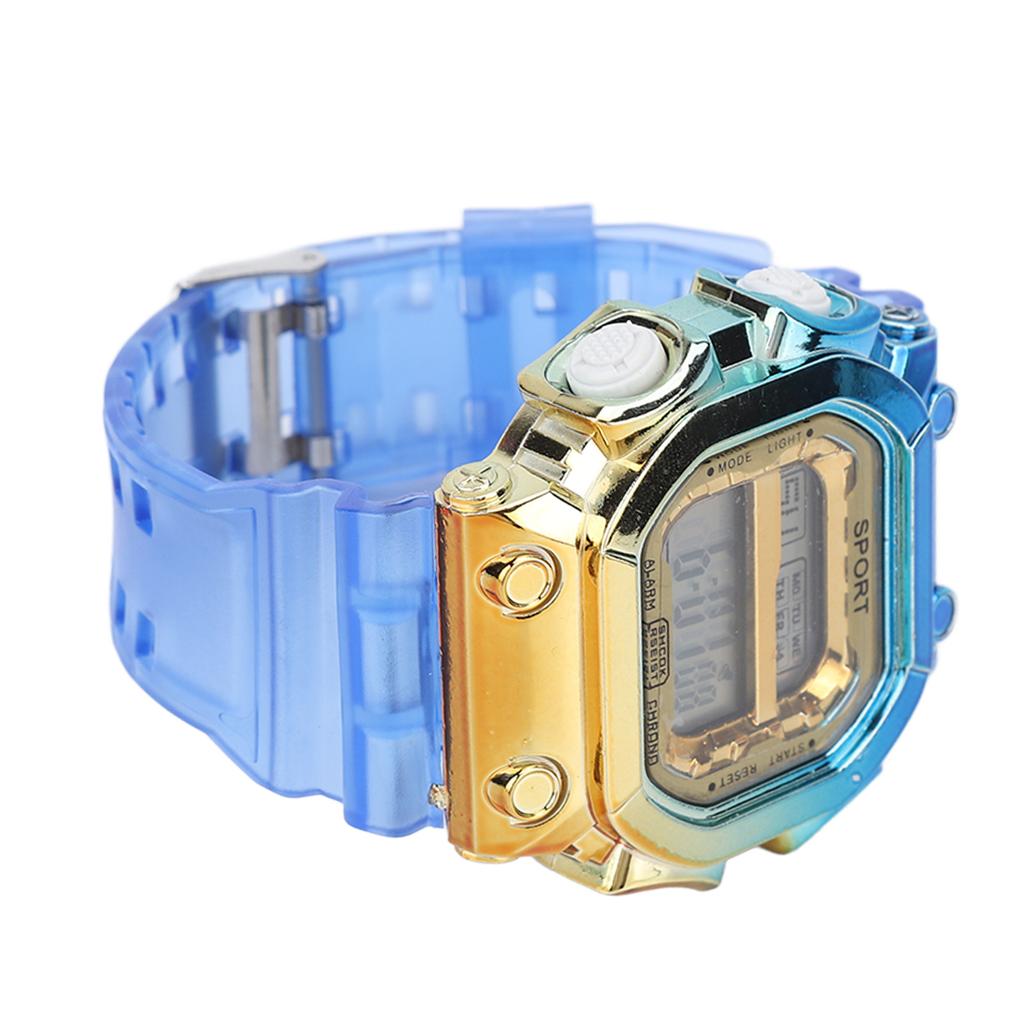 Orologio Digitale Quadrato Colorato con Quadrante a Gradiente e Cinturino Trasparente Opaco Impermeabile per Uso Quotidiano e Sportivo per Studenti