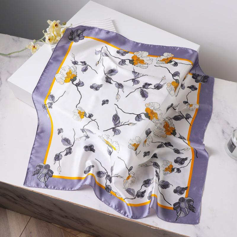 Silk Women's Square Scarf - Chinese Style Headscarf for Spring, Summer, Autumn - Neck Protection & Warmer - Elegant Thin Mom Style