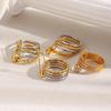 MamacitaSlay 316L Stainless Steel Zircon Two Tone Multilayer Paperclip Ring Party Waterproof Jewelry Women's Unique Ring Gifts