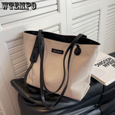 Freizeit Große Kapazität Tasche Damen Vielseitige Canvas-Tasche Pendler Schultertasche Einfache Tragetasche Herbst und Winter
