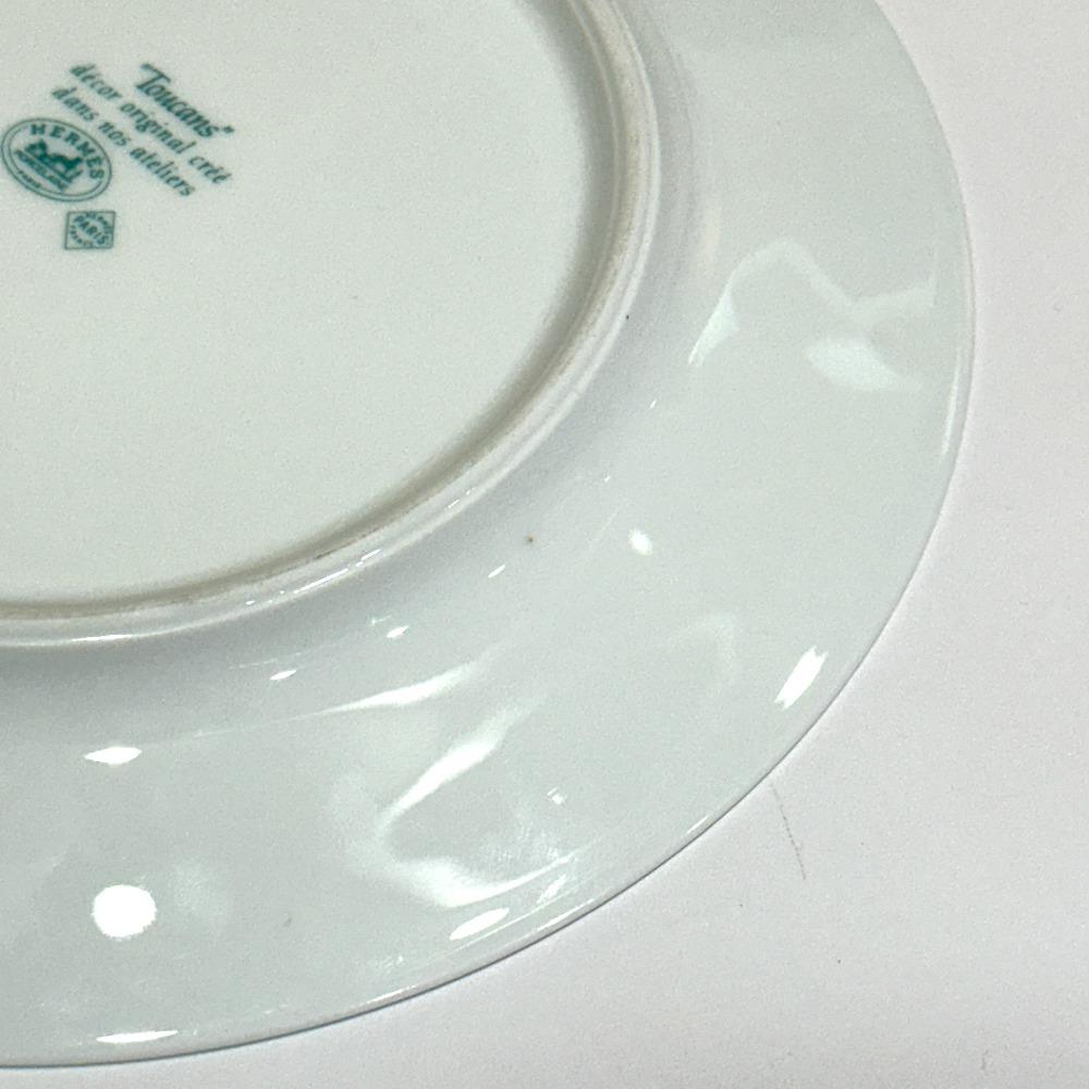 HERMES Toucan motif plate The dishes Pottery White/Green