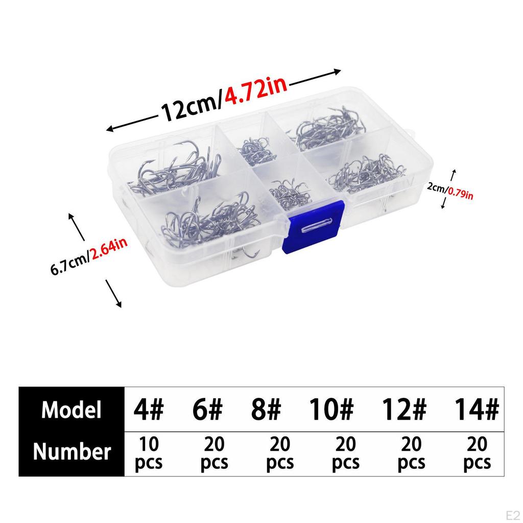 110Pcs Treble Hooks Fishing Set Portable Sea Tackle Fishhooks for Outdoor