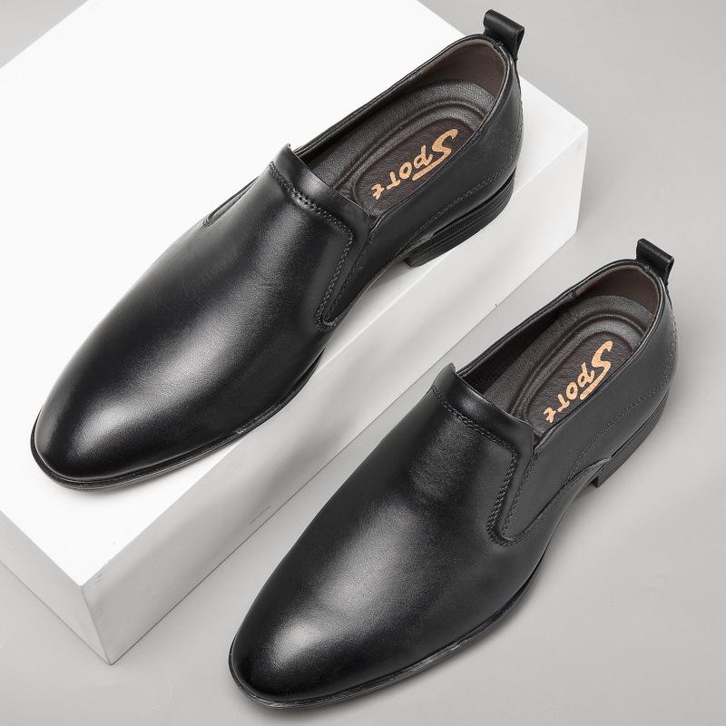 

Мужская обувь деловая кожаная обувь модельная повседневная обувь весна низкий верх первый слой воловьей кожи поверхность заостренный носок большой размер кожаная обувь мужская 50