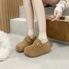 Leather Fashion Platform Shoes Women's Autumn and Winter New Heightening Shoes Muffin Women's Shoes Velvet Cotton Shoes