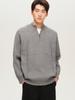WOOG2005 Grey Half-Zip Stand-Up Collar Men's Knit Sweater - Winter 2025 Style