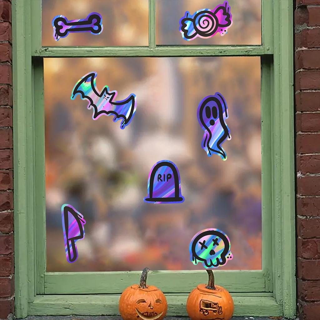 Colorful Halloween Elements Window Sticker - Removable and Waterproof Sticker
