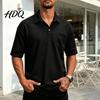Men T-shirt with Buttons Golf Shirt Short Sleeve Collared T-Shirt Summer Tee