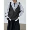 Women Black Gray Oversized Casual Knitting Vest New V Collar Sleeveless Sweater Fashion Spring Autumn Sweater Vests Clothes