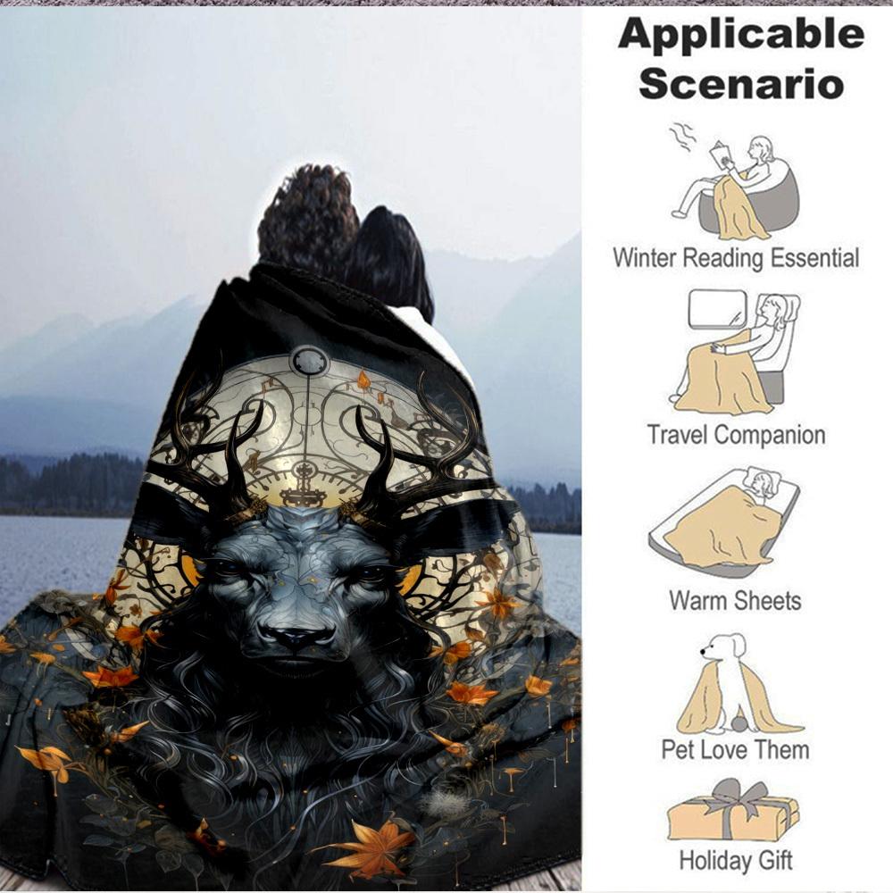 1pc Mythical Deer Art Blanket Lightweight Blanket Throw Blanket For Sofa, Bed, Travel, Camping, Livingroom, Office, Couch, Chair Yy251010087