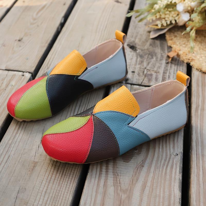 

Новые женские туфли большого размера, одинарные, на плоской подошве, с круглым носком и низким верхом, одинарные туфли на одну ногу 43 разноцветный
