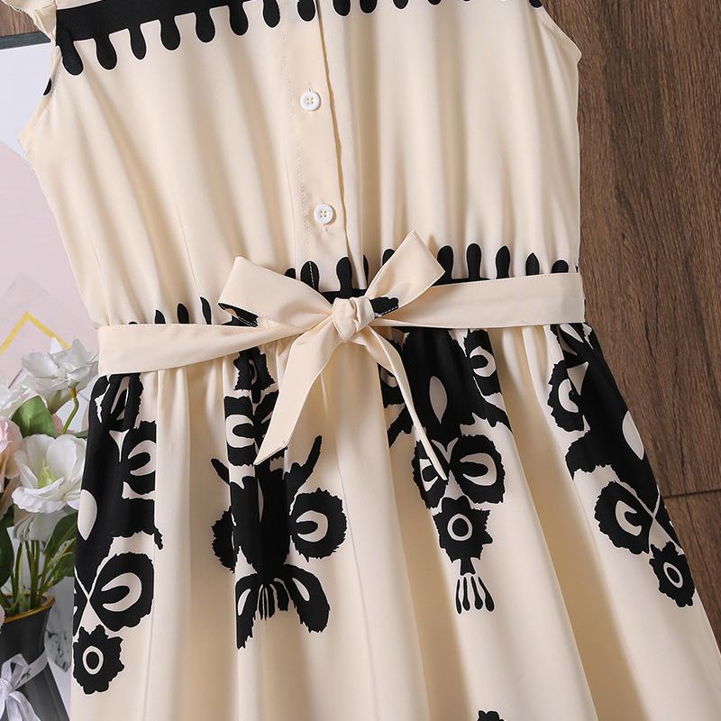 Mädchenkleid Kinderbekleidung Sommer Neue Mode Bedruckt Flatterärmel Tailliert Elegant Hemdkleid