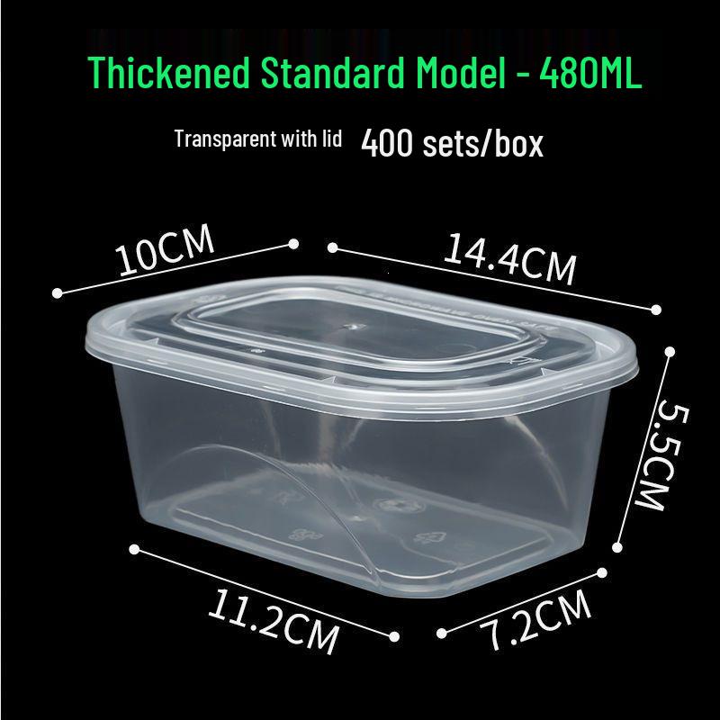Disposable 750ml Rectangular Takeaway Box with Lid - Thickened Transparent Plastic Lunch/Fruit/Fast Food Container