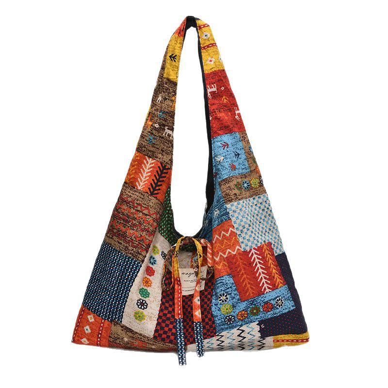 2025 Spring and Summer New Retro Double-sided Vest Bag, Simia Style Shoulder Bag, Large-capacity Shopping Bag, Tote Bag.