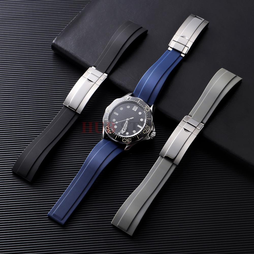 20mm Silicone Watch Band Rubber Watch Strap for Rolex Water Ghost Series Wrist Band Waterproof Fold Buckle Men Sport Bracelet