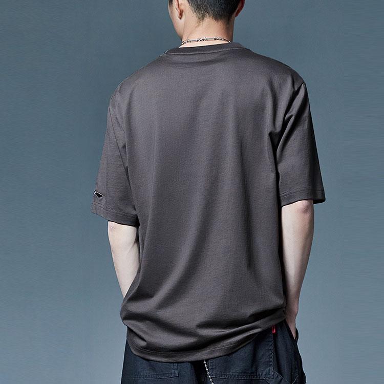 Li-Ning X Star Wars Co-Branded Round Neck Logo Print Short Sleeve T-Shirt Men Tops Black Pine-Grey AHSR335-4