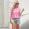 New Ladies Round Neck Loose Short-sleeved T-shirt Jacquard Tops Vest Female