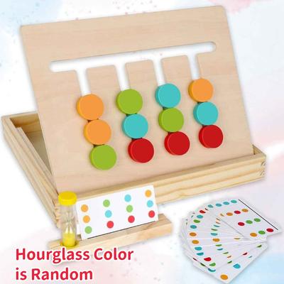 Learning Toys, Slide Puzzle Color & Shape Matching Brain Teasers Logic Game Educational Wooden Toys for Kids Boys Girls Gifts
